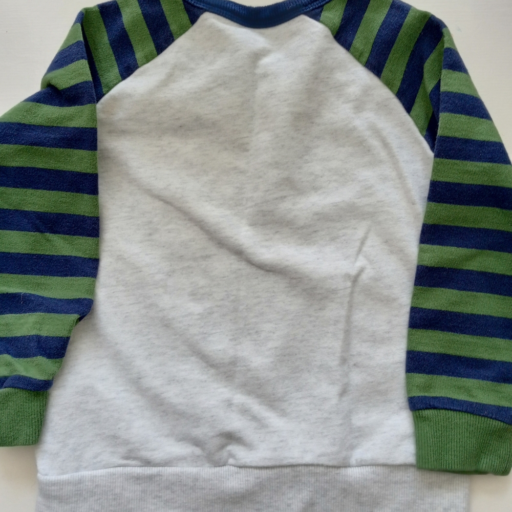 💫Carter's Baby Boy Striped Dinosaur Sweatshirt - Green and Blue - Picture 12 of 13